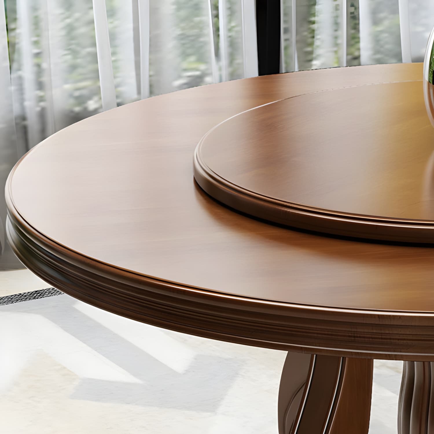 Contemporary Turntable Pedestal Dining Table Wood Dinner Table for Home thumbnail 6