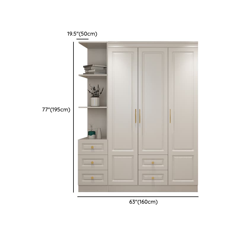 White Minimalist Lumber Wardrobe Closet with Soft Close Drawer, Soft Close Door, Interior Shelves, and Clothing Rod thumbnail 20