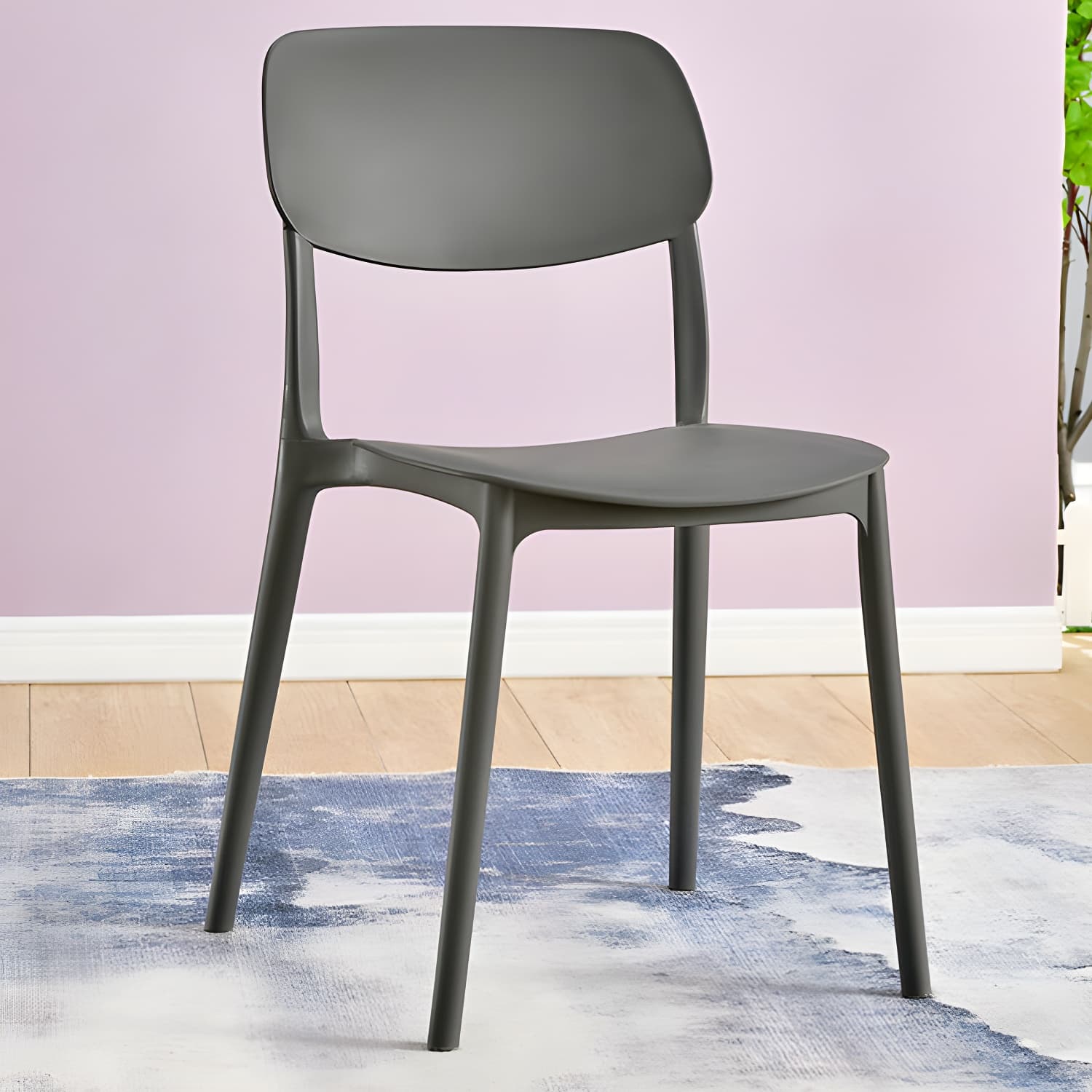 Scandinavian Stackable Armless Dining Chairs Plastic Open Back Dining Side Chair thumbnail 19