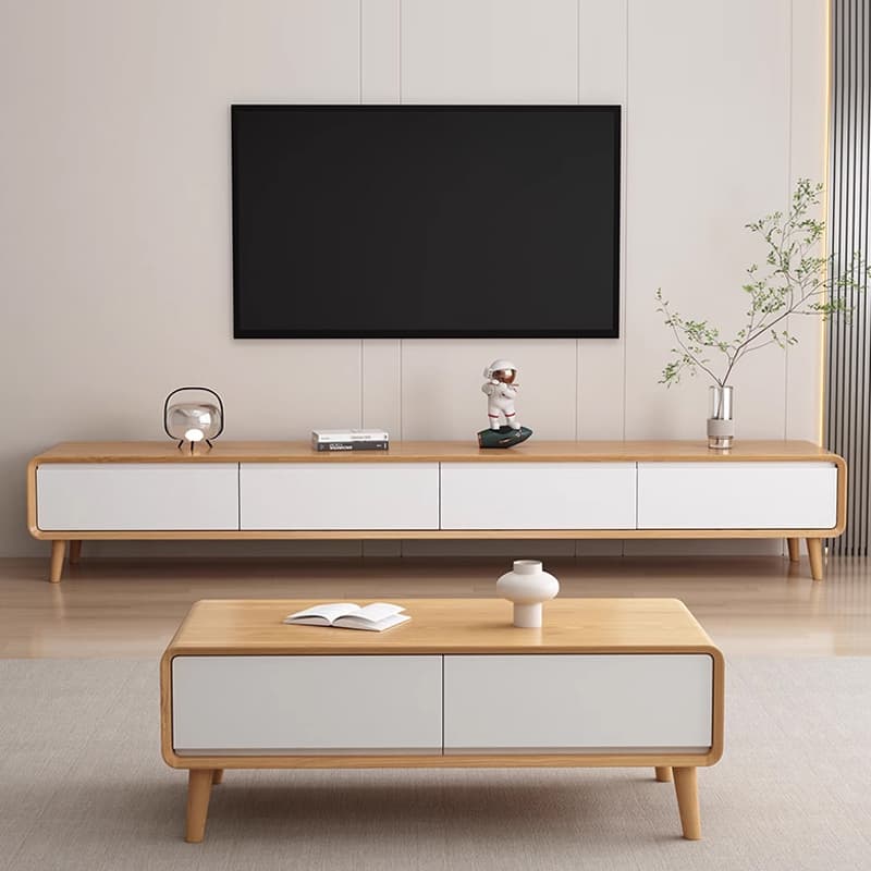 Art Deco Timber Rectangular TV Stand for Drawing Room with 4 Drawers for Home thumbnail 10