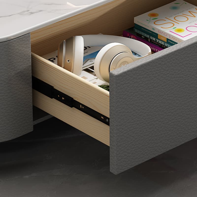 Four Leg Non-Upholstered Modern Metal Coffee Table with Storage and Drawers Standard Size thumbnail 8