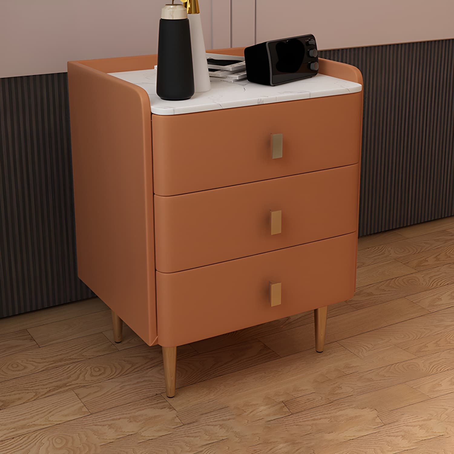 Glam Drawers Included Accent Table Nightstand 22.5" Tall with Legs thumbnail 10