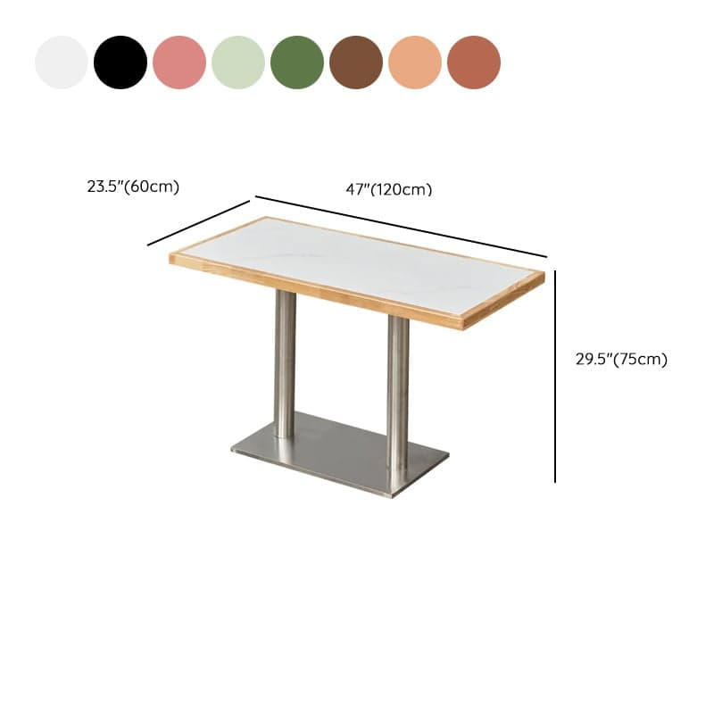 Dining Table Set with Slate Stone Top and Trestle Base, Seating Capacity for 4 People thumbnail 16