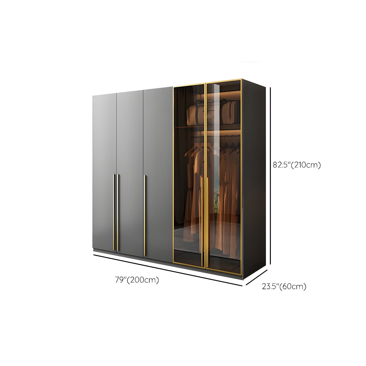 Modern Glass Wardrobe Wardrobe Armoire Wardrobe Cabinet for Home thumbnail 14