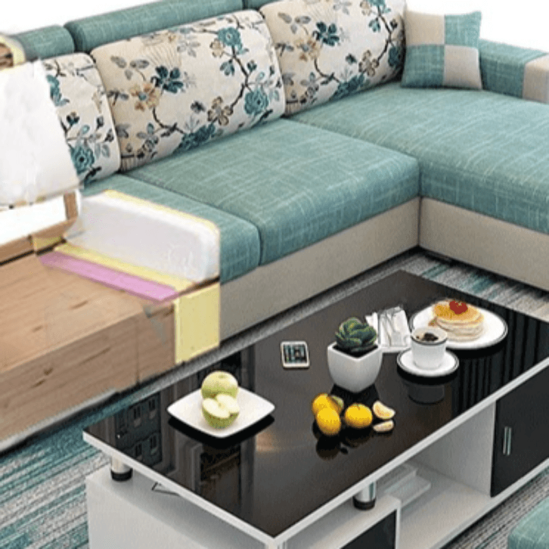 L-Shape Corner Sectional in Lavender/Olive Green/Beige with Left Hand Facing/Right Orientation thumbnail 13