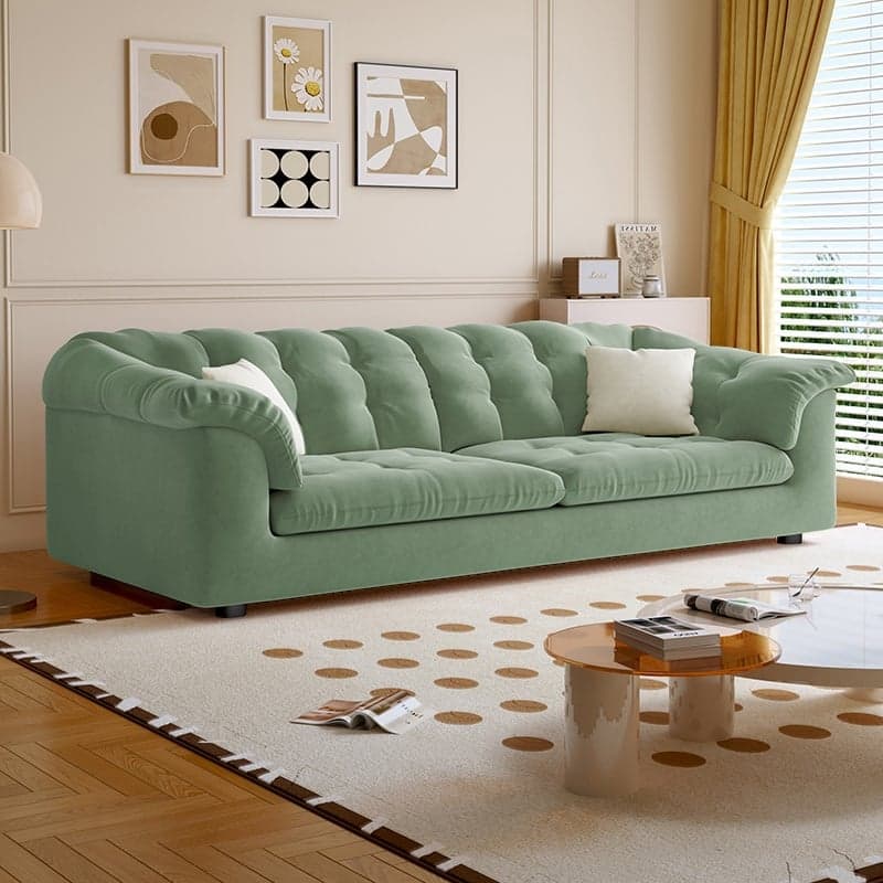 Modish Solid Color Stain Resistant Standard Sofa/Loveseat in Black/Light Green/Beige for 3-seater/2/5 Person with 2 Pillows thumbnail 4