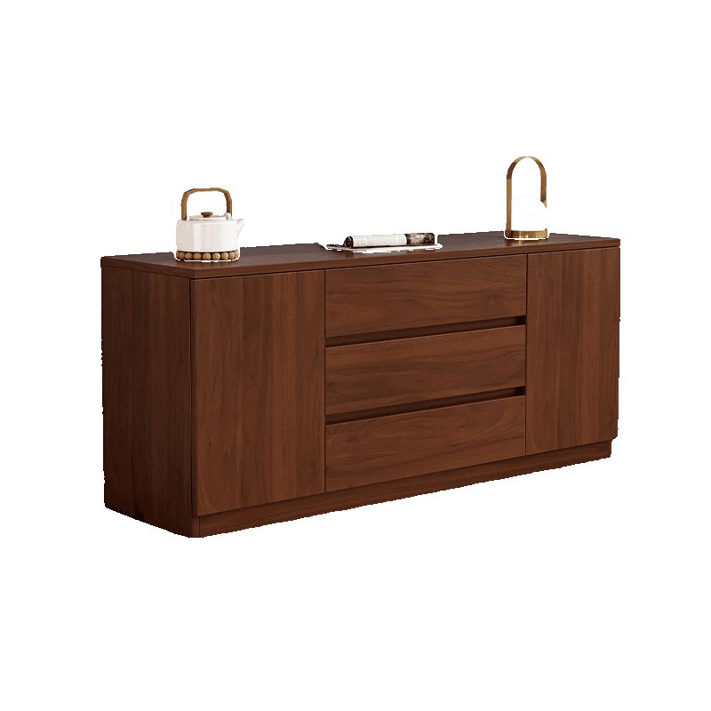 Wooden TV Stand with Shelf, 3 Drawers, Hutch, 2 Interior Shelves, and Cable Management thumbnail 4