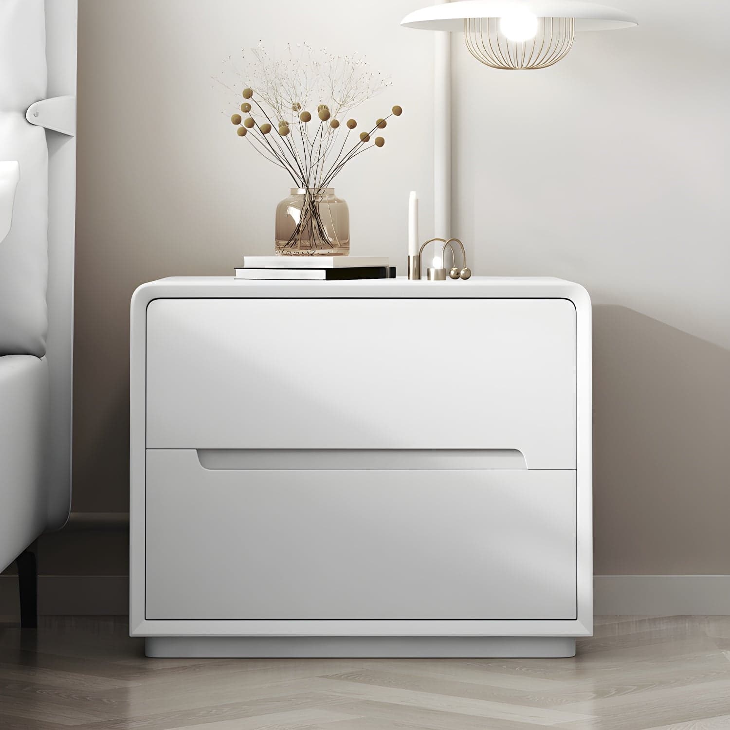 Modern Wood Drawer Nightstand for Small Spaces with 2 Drawers in Narrow Design thumbnail 12