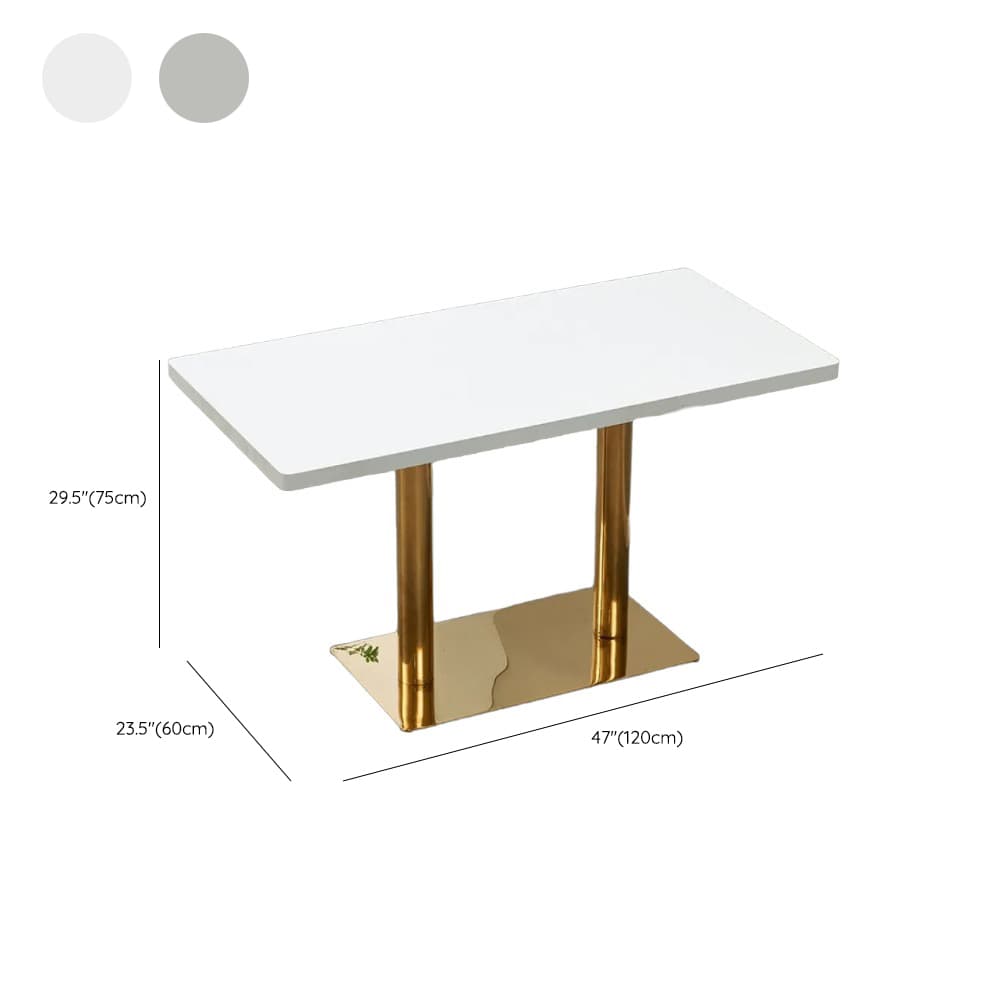 Art Deco Rectangular Dining Table with Lumber Top, Fixed Table Mechanism in Ink/White/Sepia thumbnail 14
