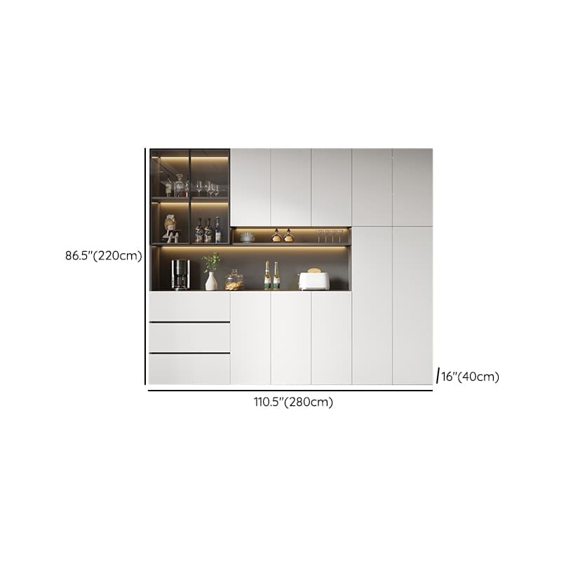 White Modern Buffet Cabinet with Cabinets and Shelves, Full Assembly Needed thumbnail 29