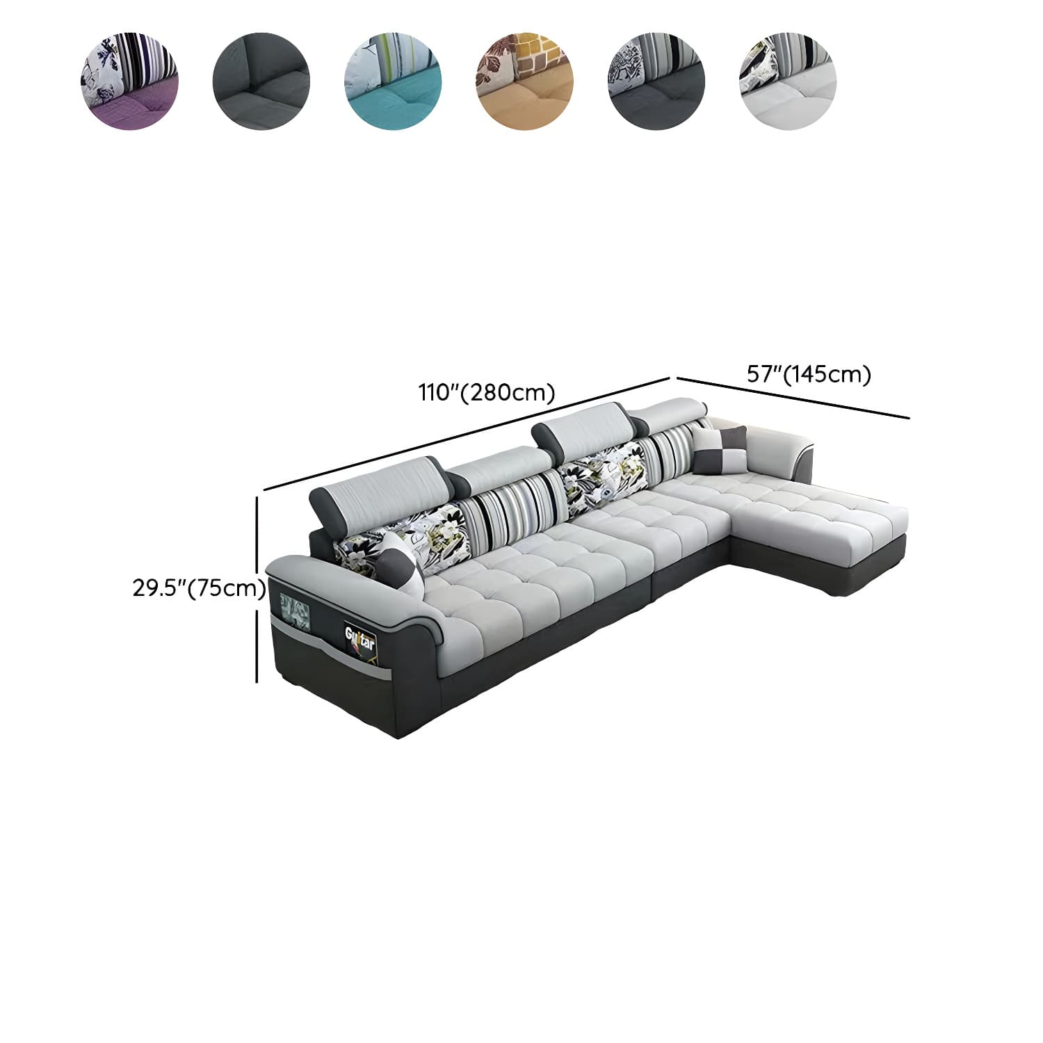 Contemporary L-Shaped Sectional Sofa with Adjustable Pillows and Storage thumbnail 14