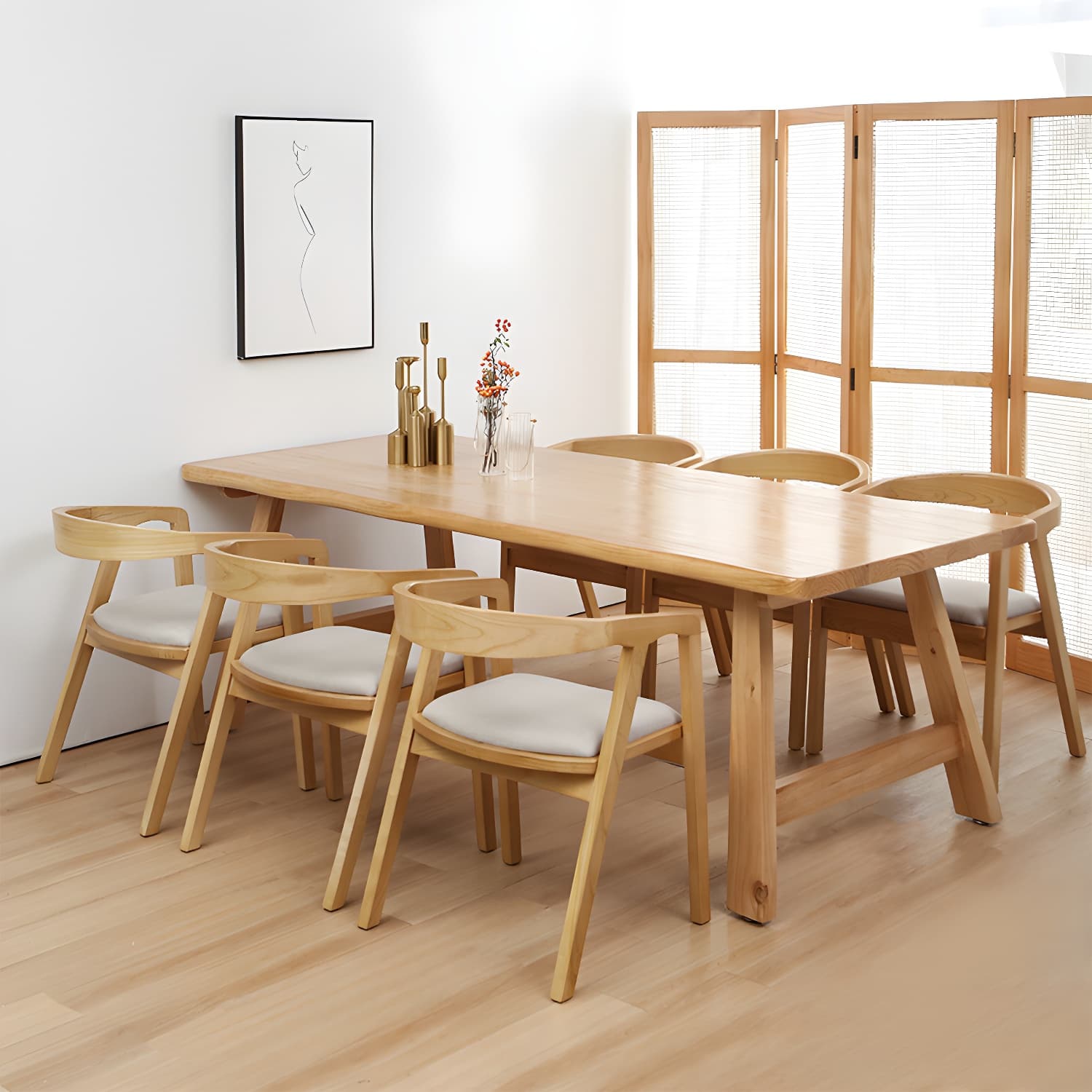 Home Pine Dining Room Set 1/2/5/7 Pieces Modern Dining Room Table Set thumbnail 2