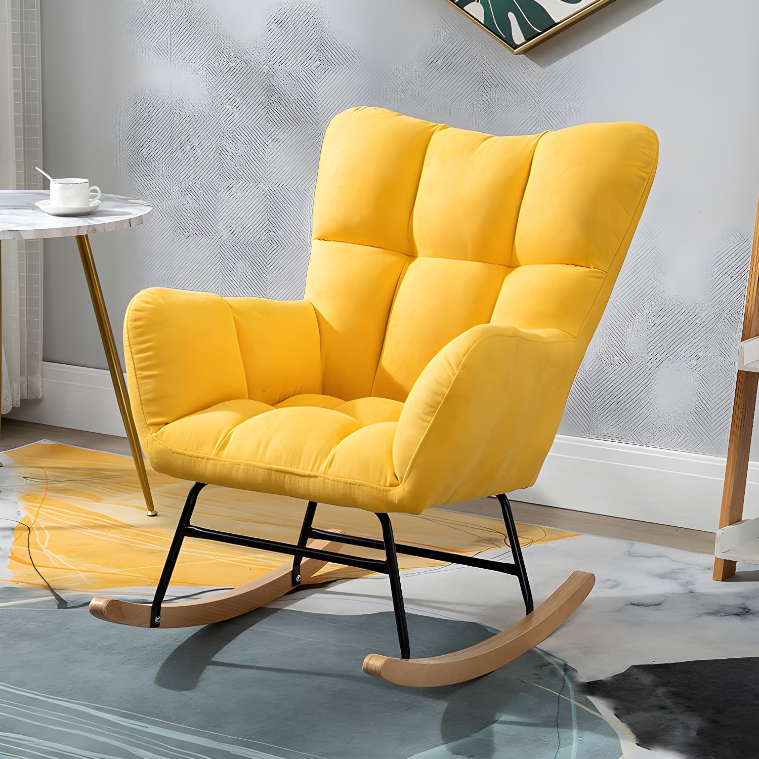 Simple Nordic Style Rocking Chair Balcony Lounge Recliner Sofa Rocking Chair thumbnail 10