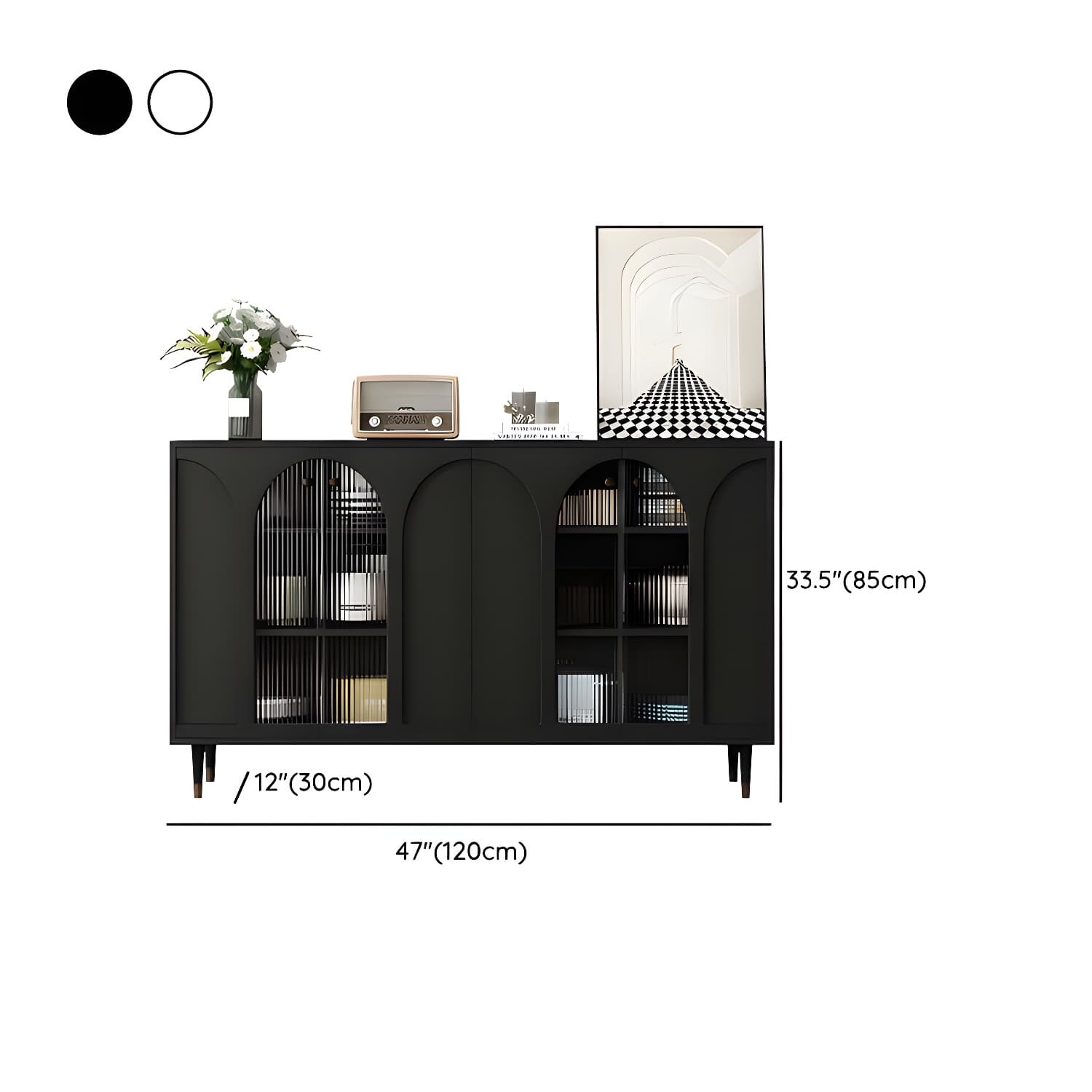 Wooden Modern Glass Door Kitchen Sideboard with Adjustable Shelving thumbnail 15