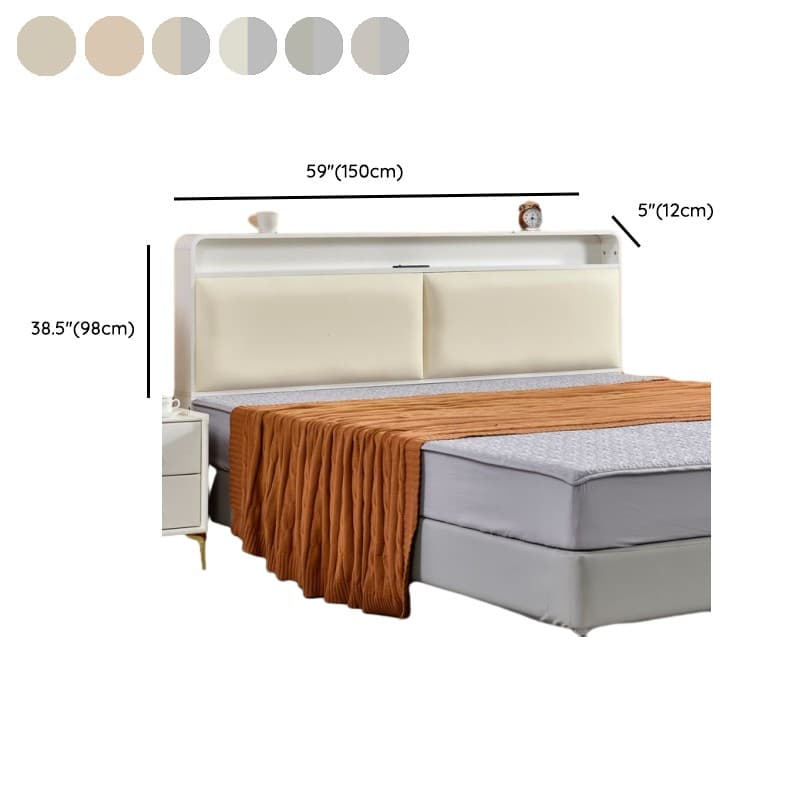 Minimalist Free-standing Standard Full(54"W x 75"L)/Twin(38"W x 75"L) Panel No Distressing with Shelves Included and Illuminating in Lumber thumbnail 15