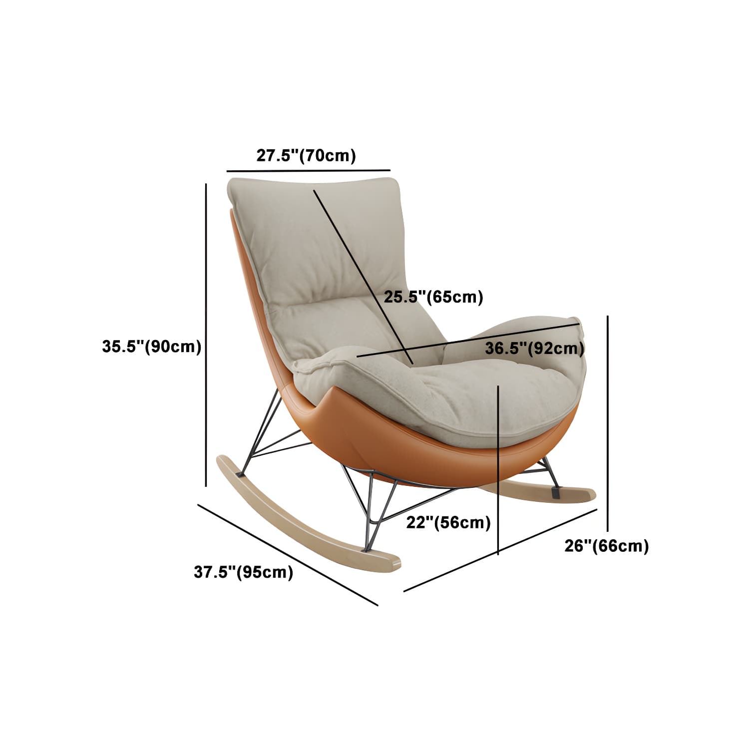 Ergonomic with Ottoman Rocker Chair with Padded Seat Rocking Chair Spindle thumbnail 22