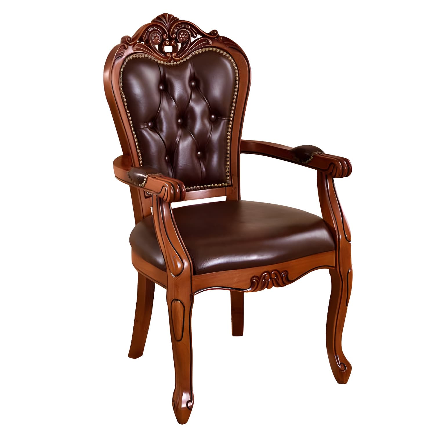 Leather High Back Dining Side Chair Kitchen Side Chair with Solid Wood Legs thumbnail 11