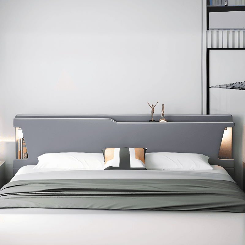 Modish Rubberwood Wingback/Panel Headboard in Rectangle/Camelback Shape for King/Queen/Full Bed, Free-standing Standard with No Distressing and Standard Height thumbnail 1