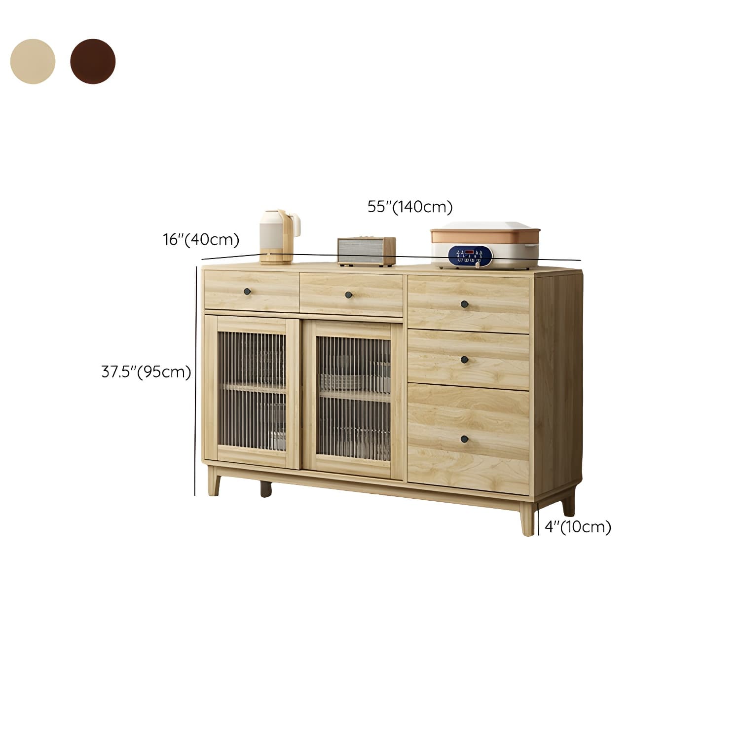Contemporary Wood Buffet with Glass Doors and 3 Storage Drawers thumbnail 14