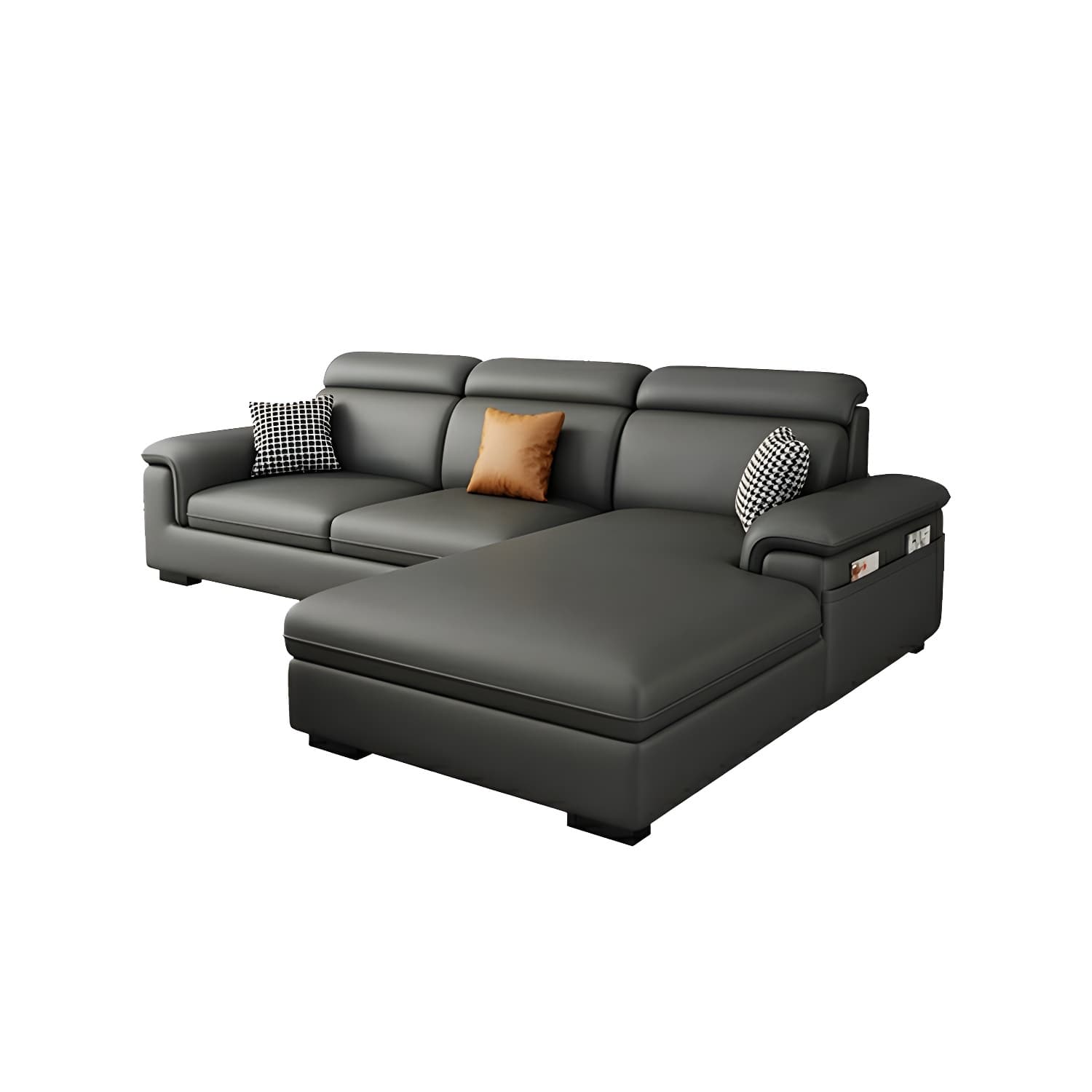 Modern Gray Stationary Sectional Sofa with Pillow Top Arm and Storage thumbnail 10