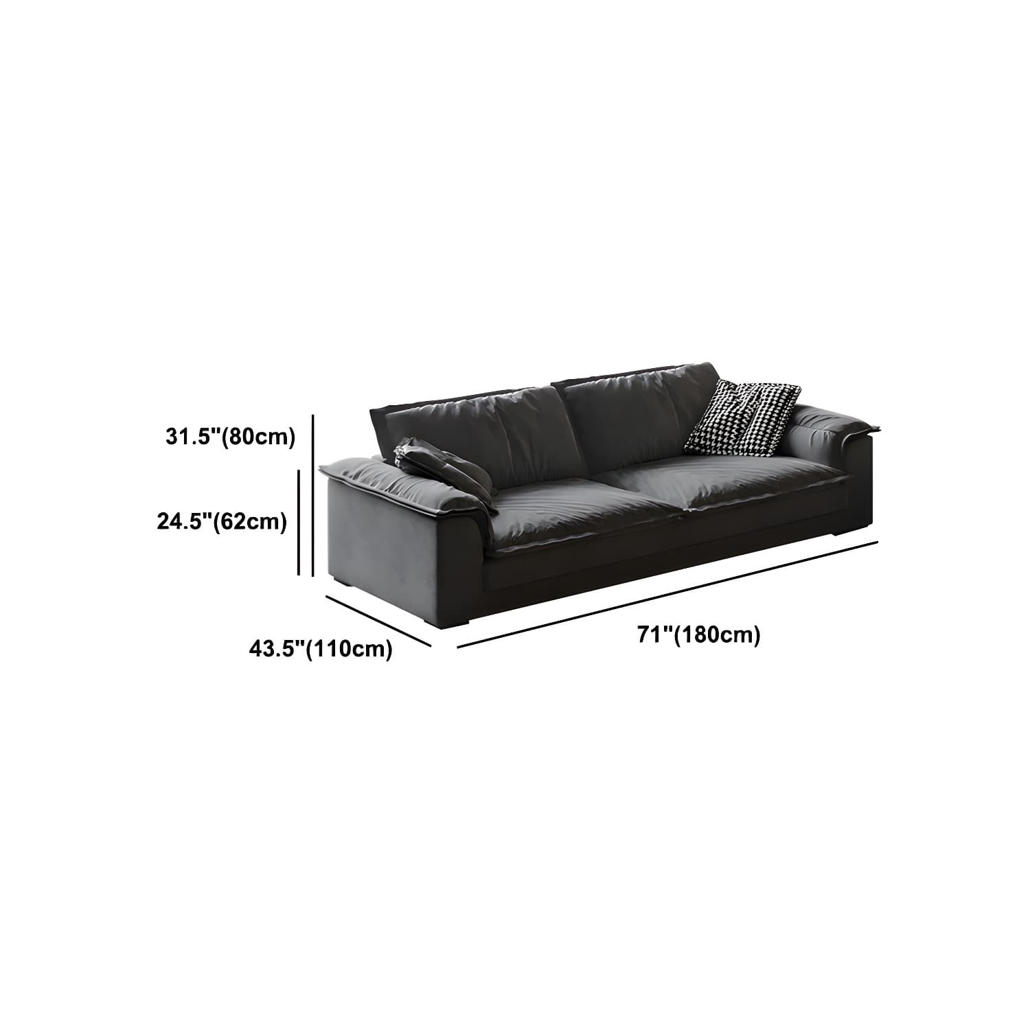 Stain-Resistant Dark Gray Contemporary Square Arm Solid Wood Sofa thumbnail 16