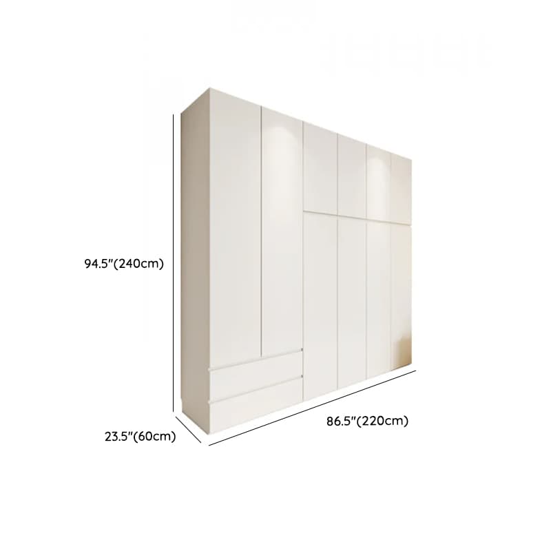 White Minimalist Manufactured Wood Independent Wardrobe Closet with Soft Close Drawer, Soft Close Door, and Interior Shelves thumbnail 25