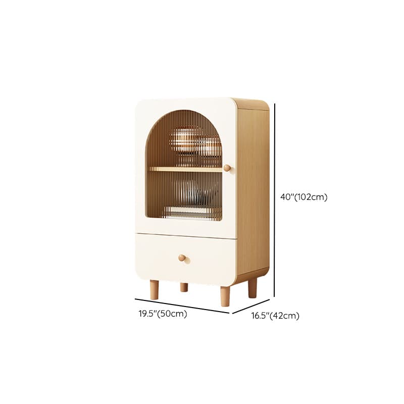 Modern White Lumber Narrow Sideboard with Single Drawer, 4 Shelves/Three Internal Shelves/Two Internal Shelves, Glass-panel Door thumbnail 28