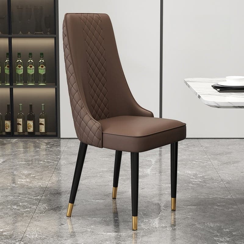 Contemporary Restaurant Armless Chair with Solid Back Panel, Upholstered Metal Legs thumbnail 1