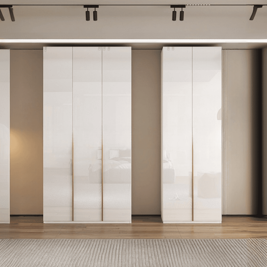 Chalk Minimalist Laminate Cabinet Armoire with Soft Close Drawer, Soft Close Door, Interior Shelves, and Clothing Rod thumbnail 2