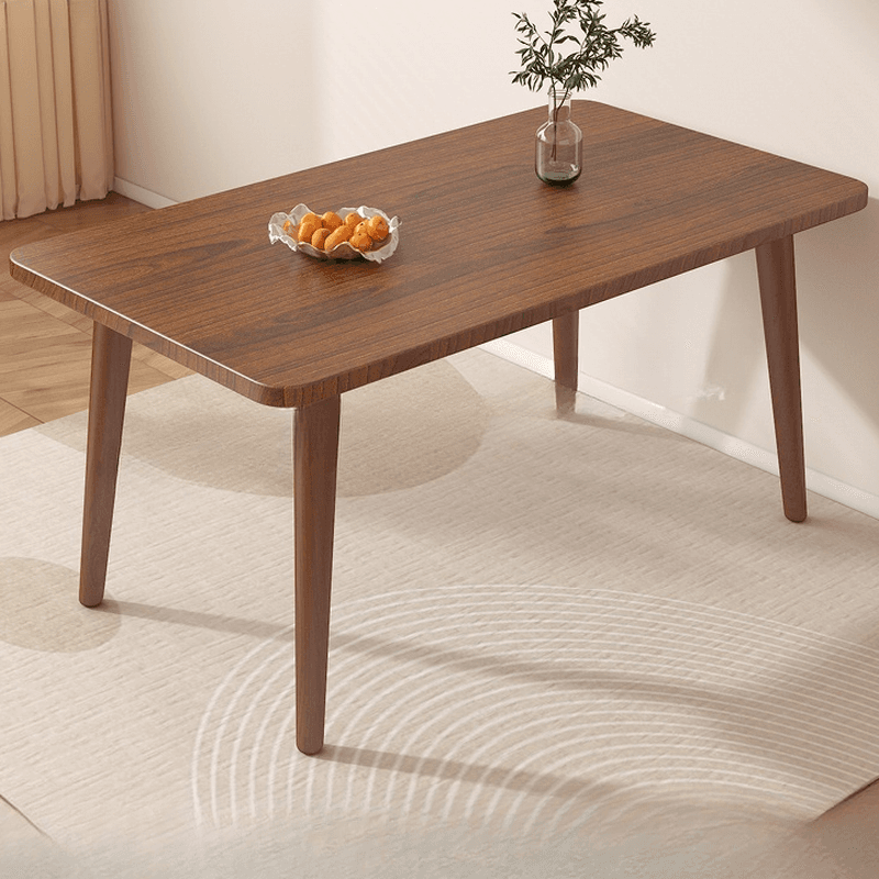 Dining Table Set with Rectangular Recycled Wood Table and 4 Legs, Padded Chair Back in White/Auburn/Unfinished thumbnail 1