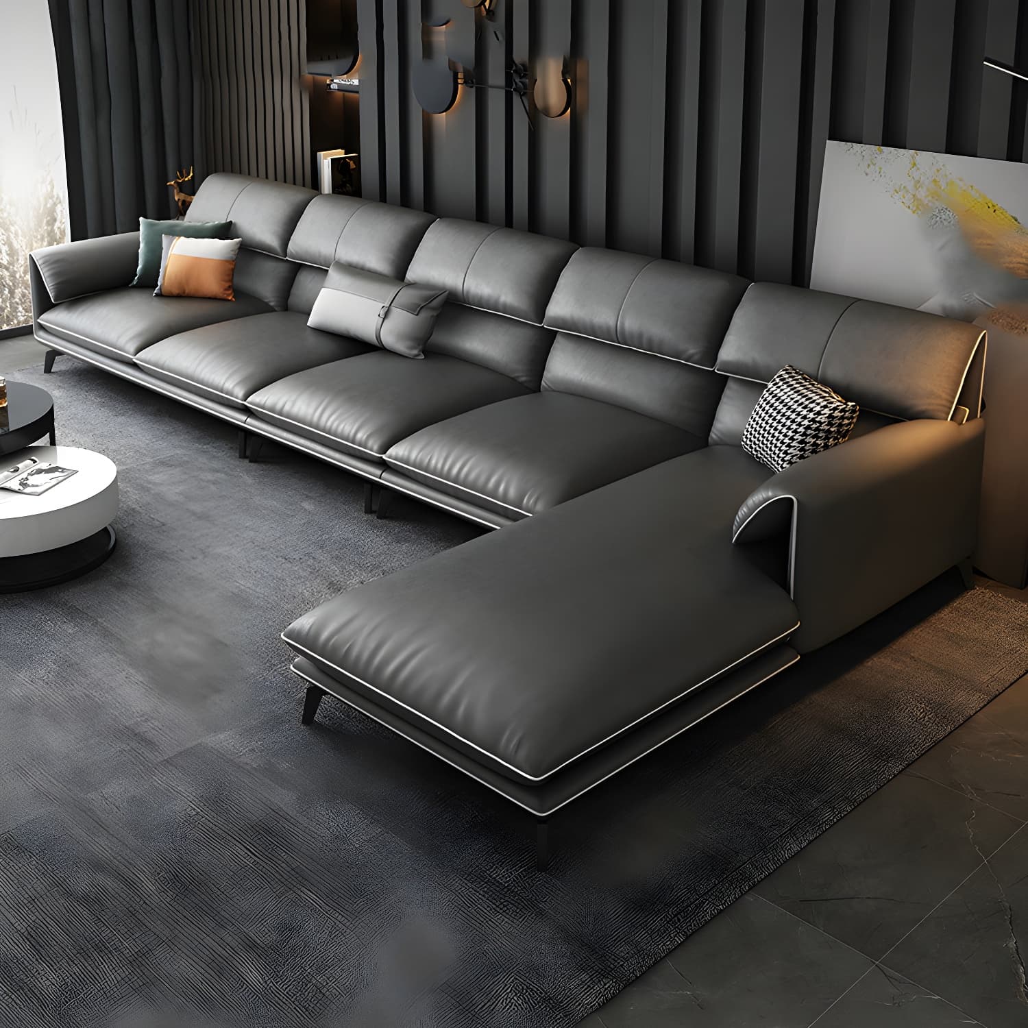 Modern Gray Stationary Sectional Sofa with Wood Frame and Pillow Top Arm thumbnail 12