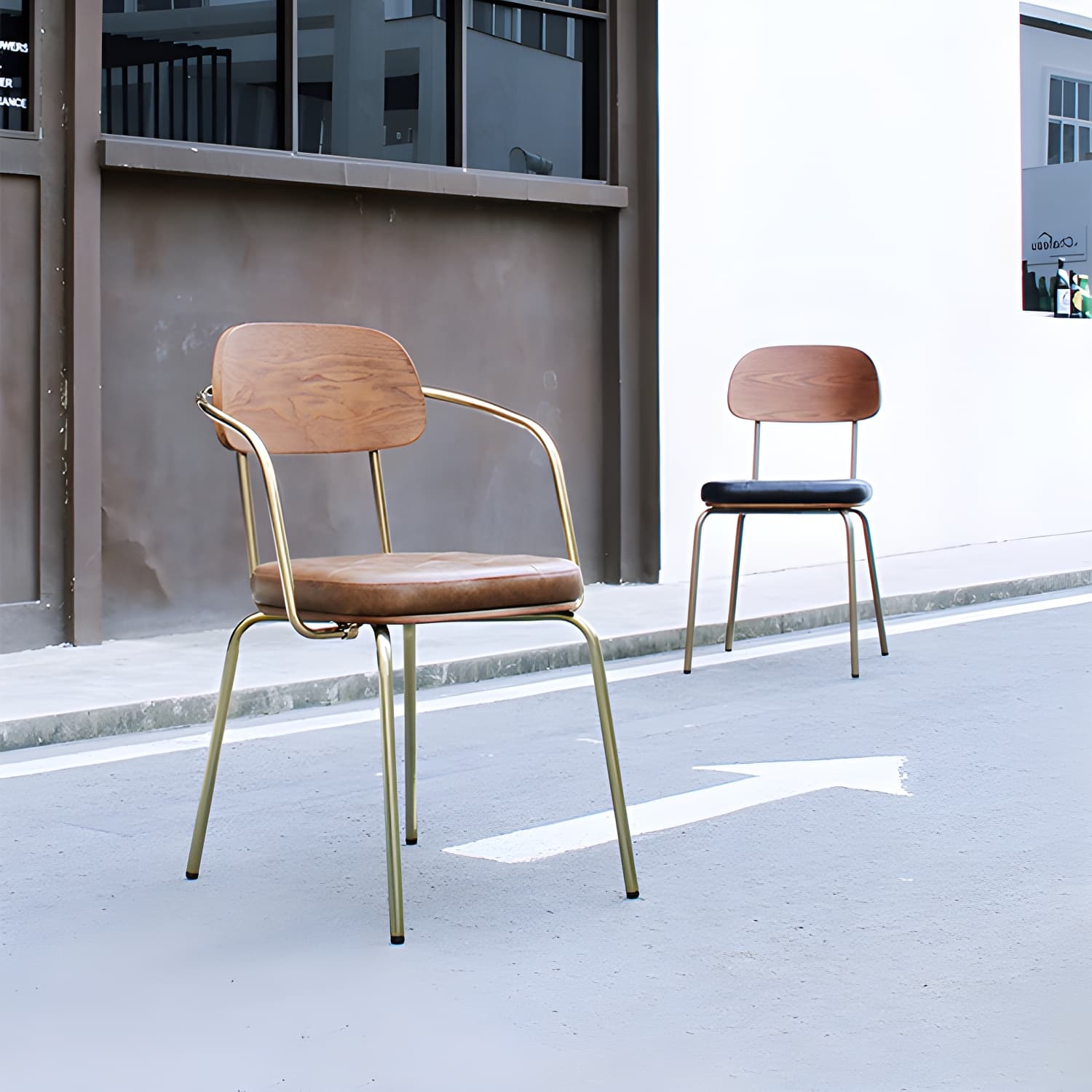 Industrial Style Leather Dining Side Chair Dining Room Open Back Side Chair Set thumbnail 21