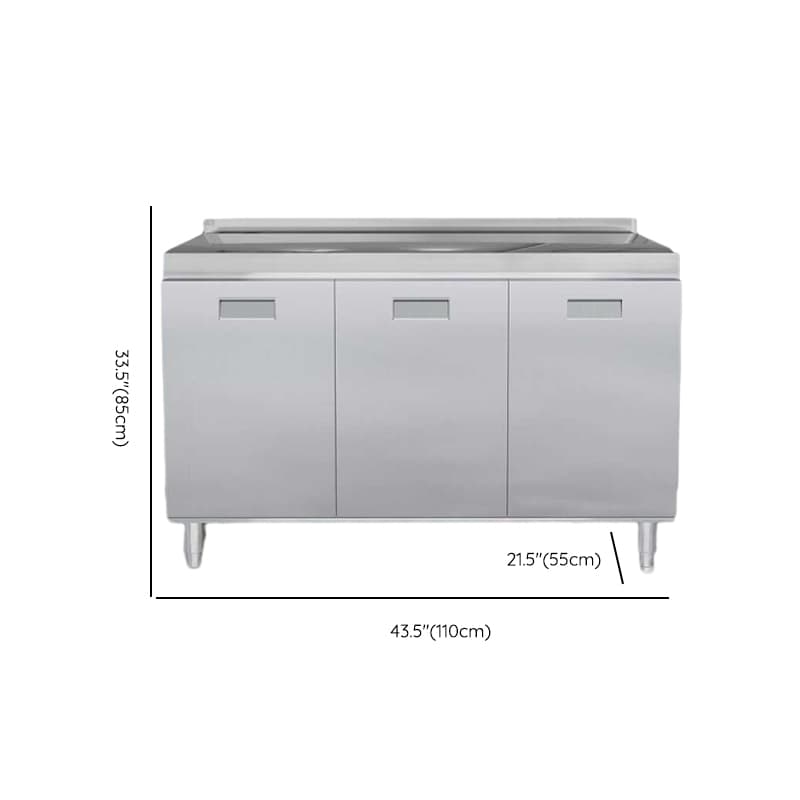Casual Chrome Sideboard with Stainless Steel Countertop thumbnail 6