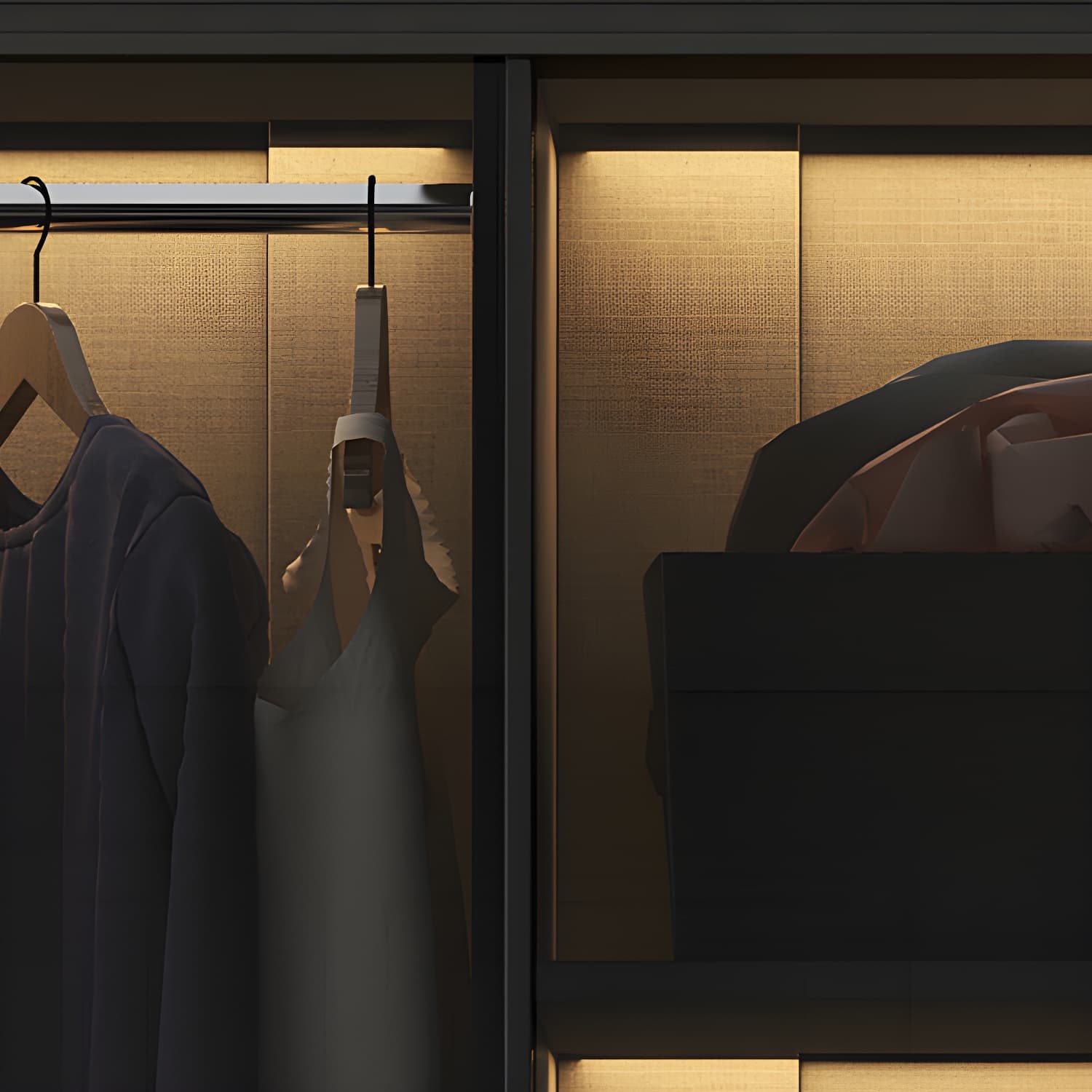 Glass and Wood Wardrobe Armoire Contemporary Wardrobe Cabinet thumbnail 6