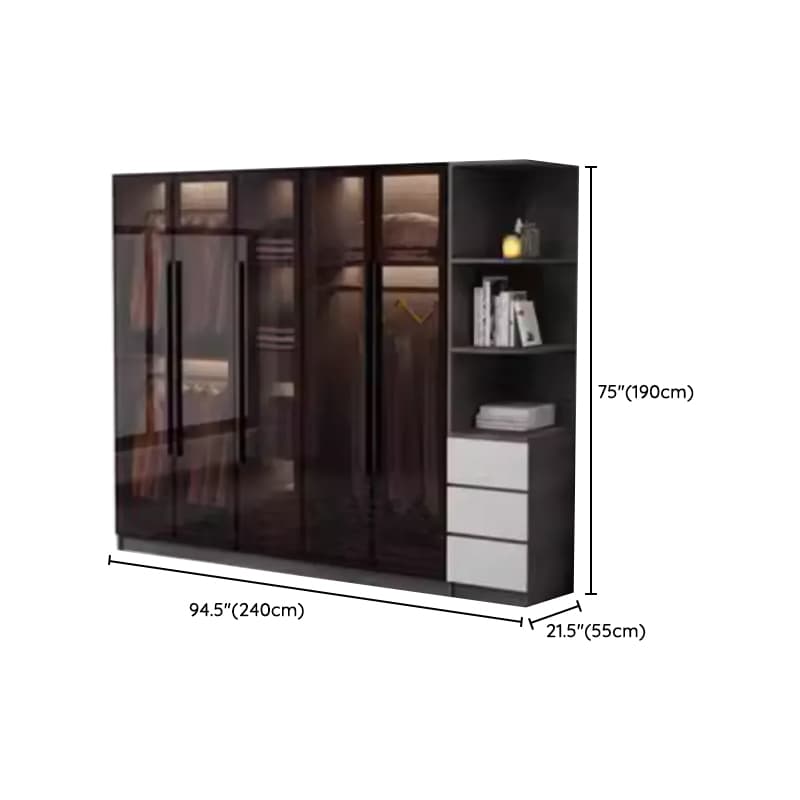 Charcoal Modish Timber Self-supporting Cabinet Armoire with Soft Close Drawer and Door, Hanging Rod thumbnail 23