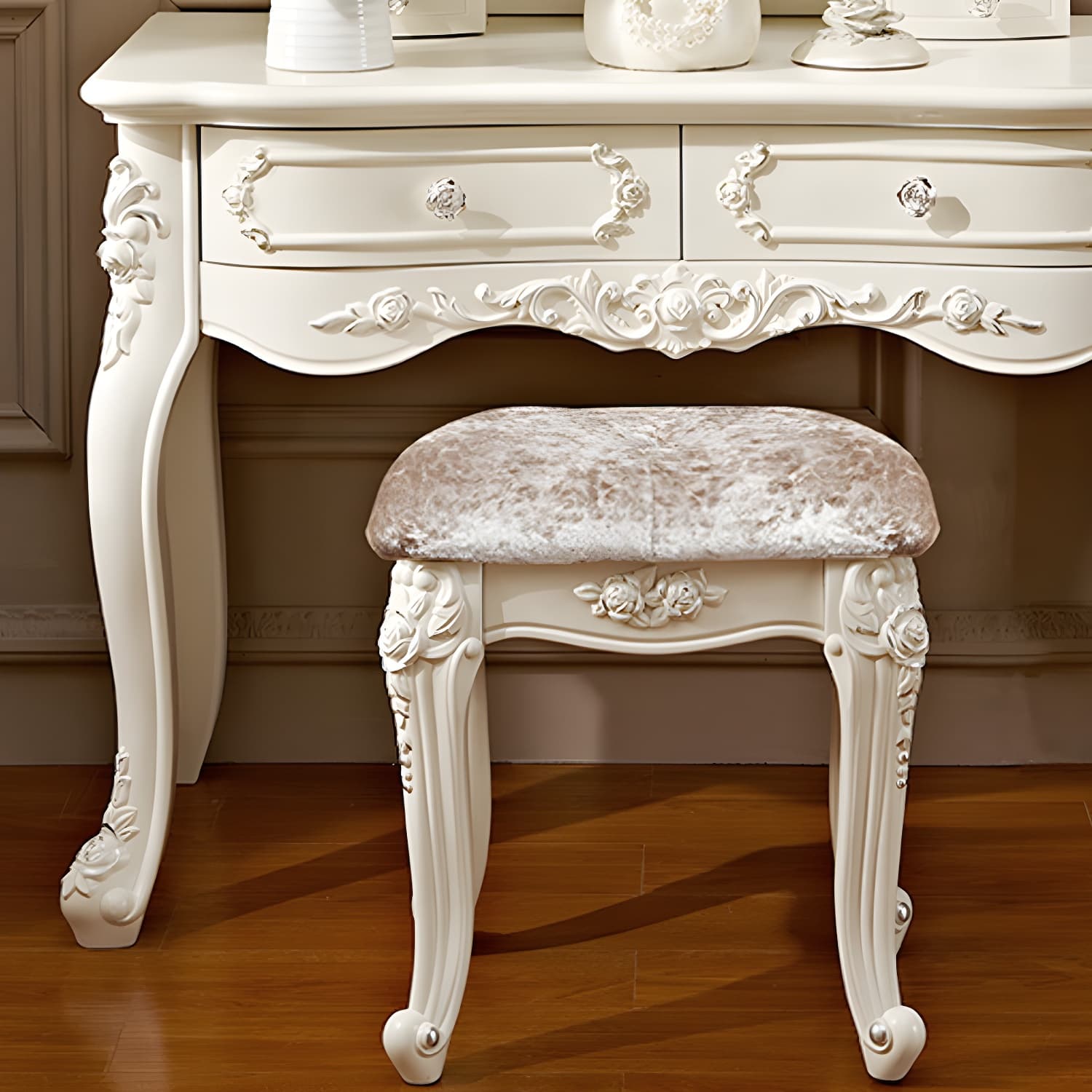 Victorian Makeup Vanity Desk Wood Makeup Vanity Set with Drawer thumbnail 11