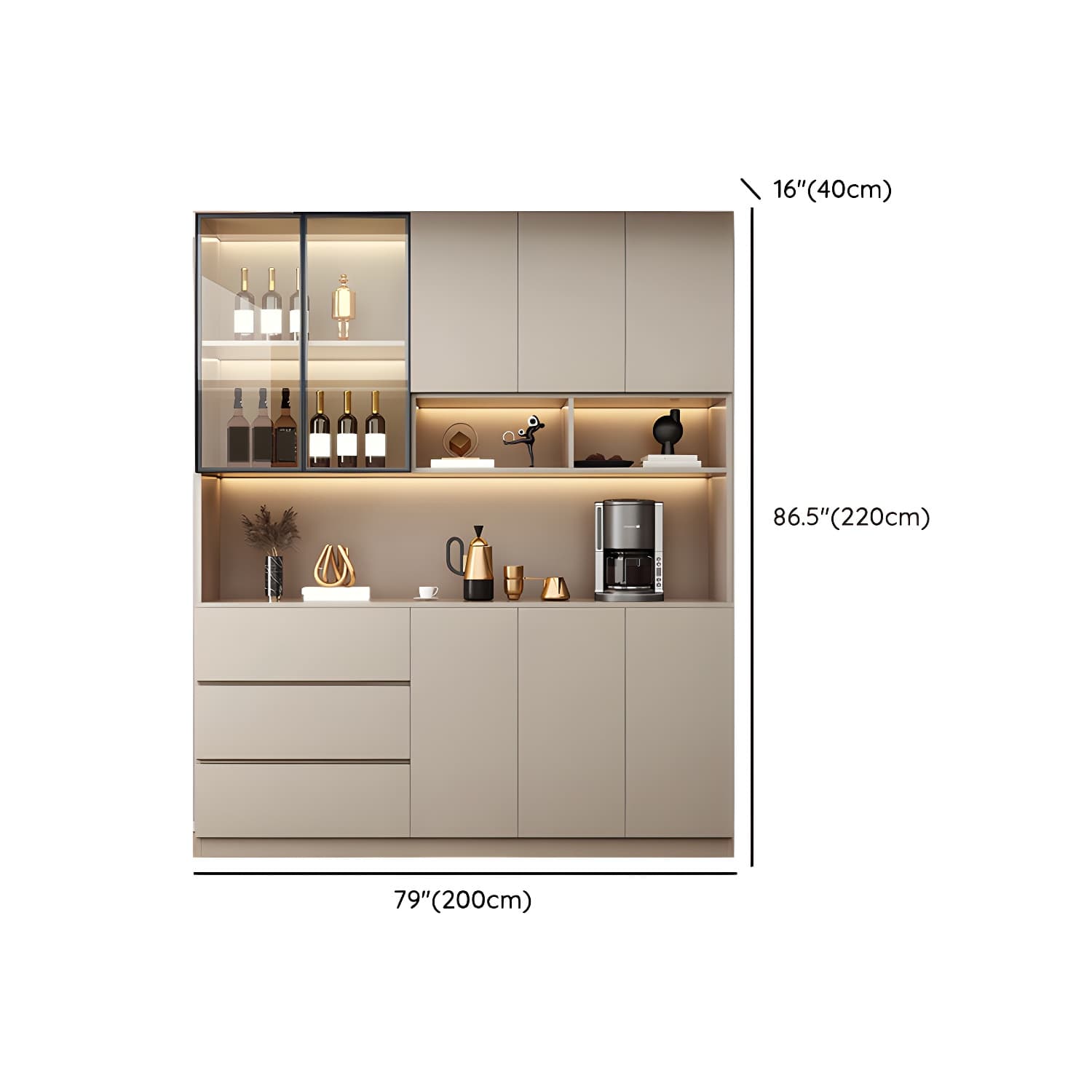 Modern Wood Cabinet with Glass Doors and Non-adjustable Shelves thumbnail 16