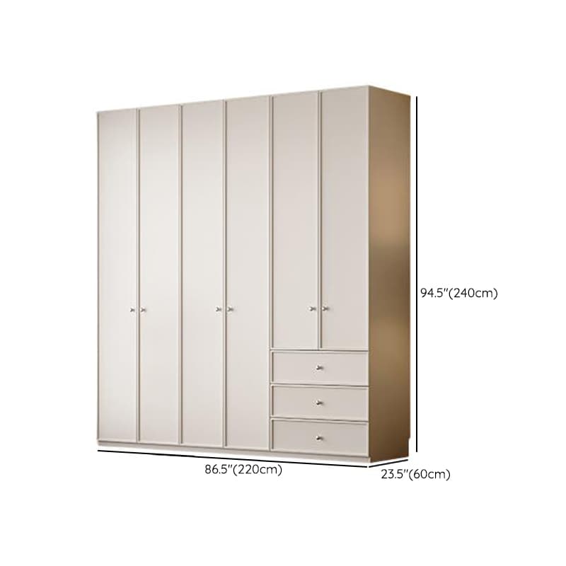 Chalk Modern Wooden Standalone Almirah with 3-Drawer, Interior Shelves, and Hanging Rod thumbnail 22