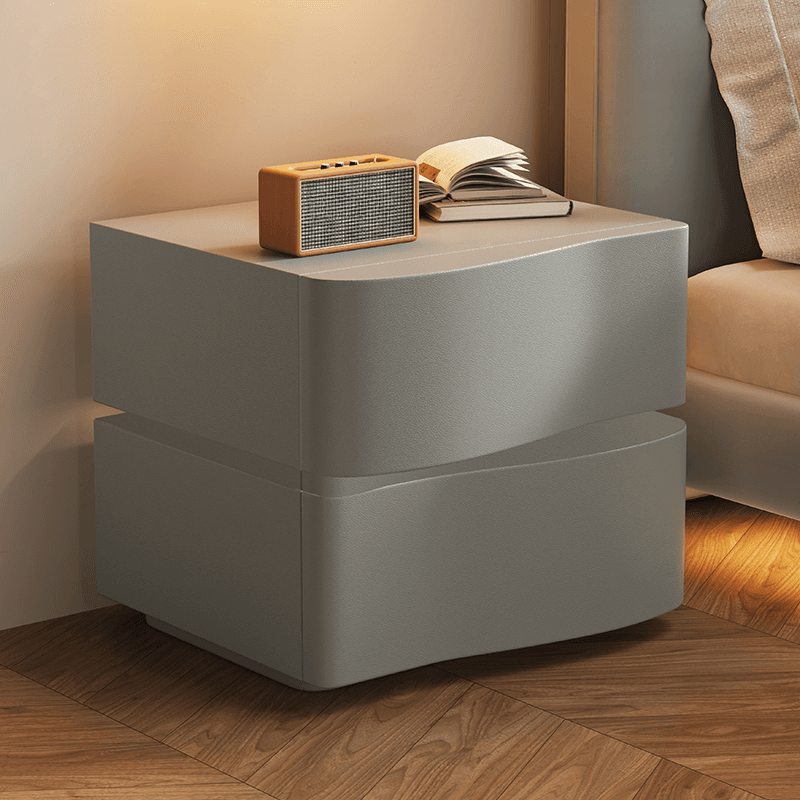 Organic Modern Drawer Storage Nightstand Synthetic Leather Illumination Light thumbnail 2