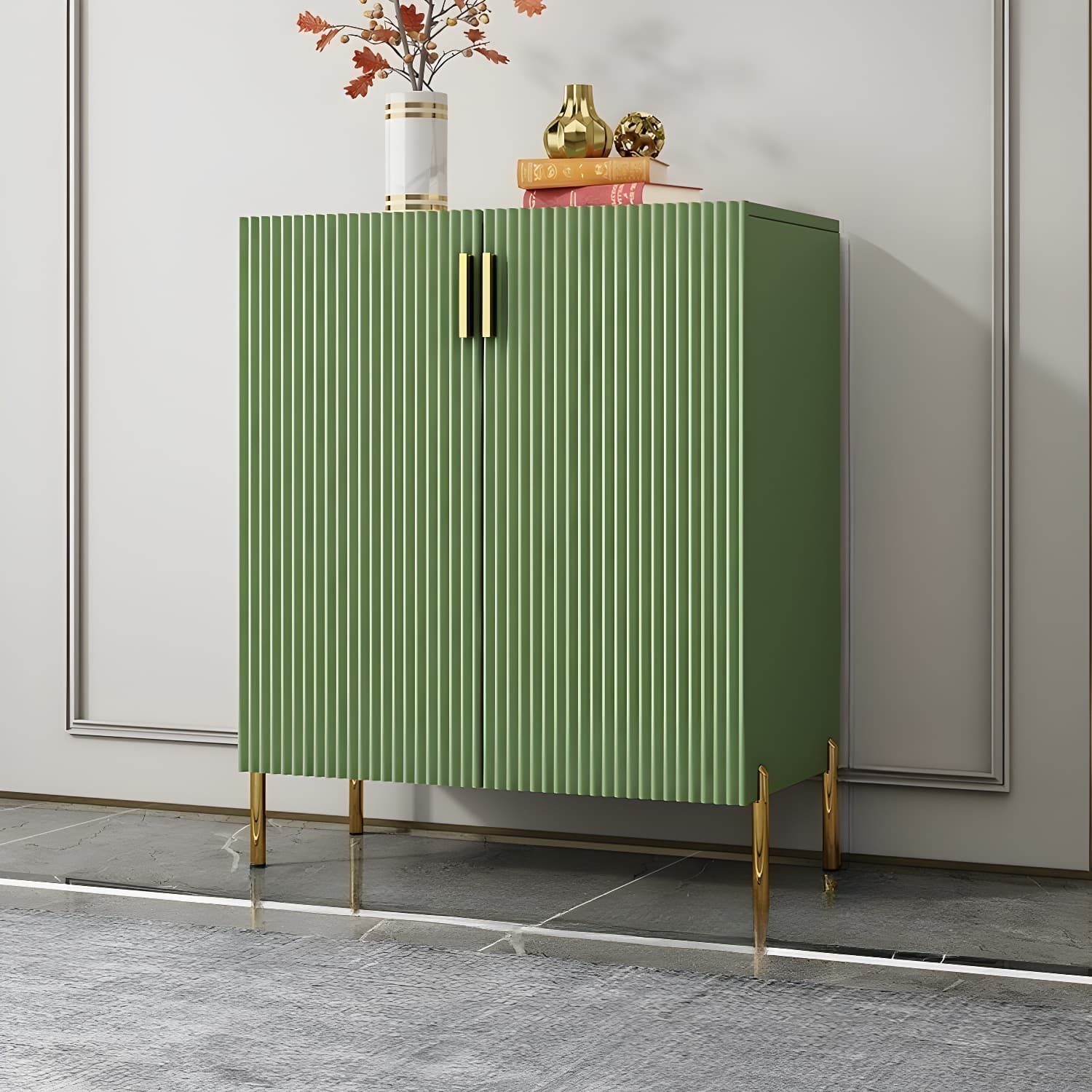 Glam Living Room Wooden Sideboard with Doors and Storage Shelves thumbnail 3