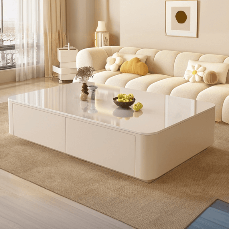 Contemporary Stone Parallelogram Accent Table with 4 Drawers/2 Drawers for Living Room thumbnail 2