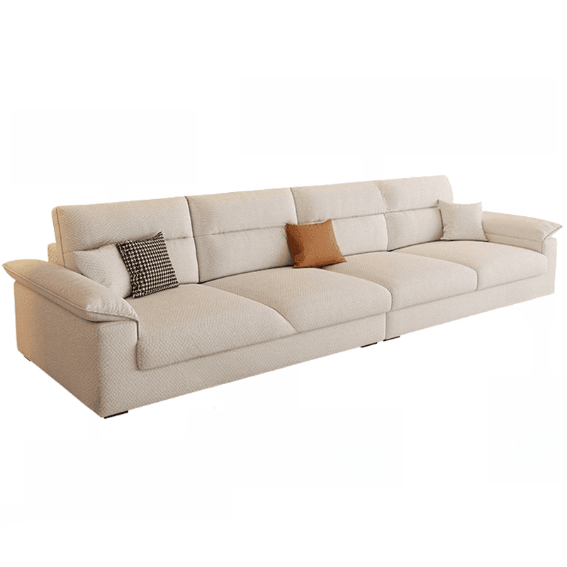 Straight Tear Resistant Sofa with Cushion Back in Ivory, Seats 4/3 Person, Horizontal Orientation, and Recessed Arm thumbnail 5