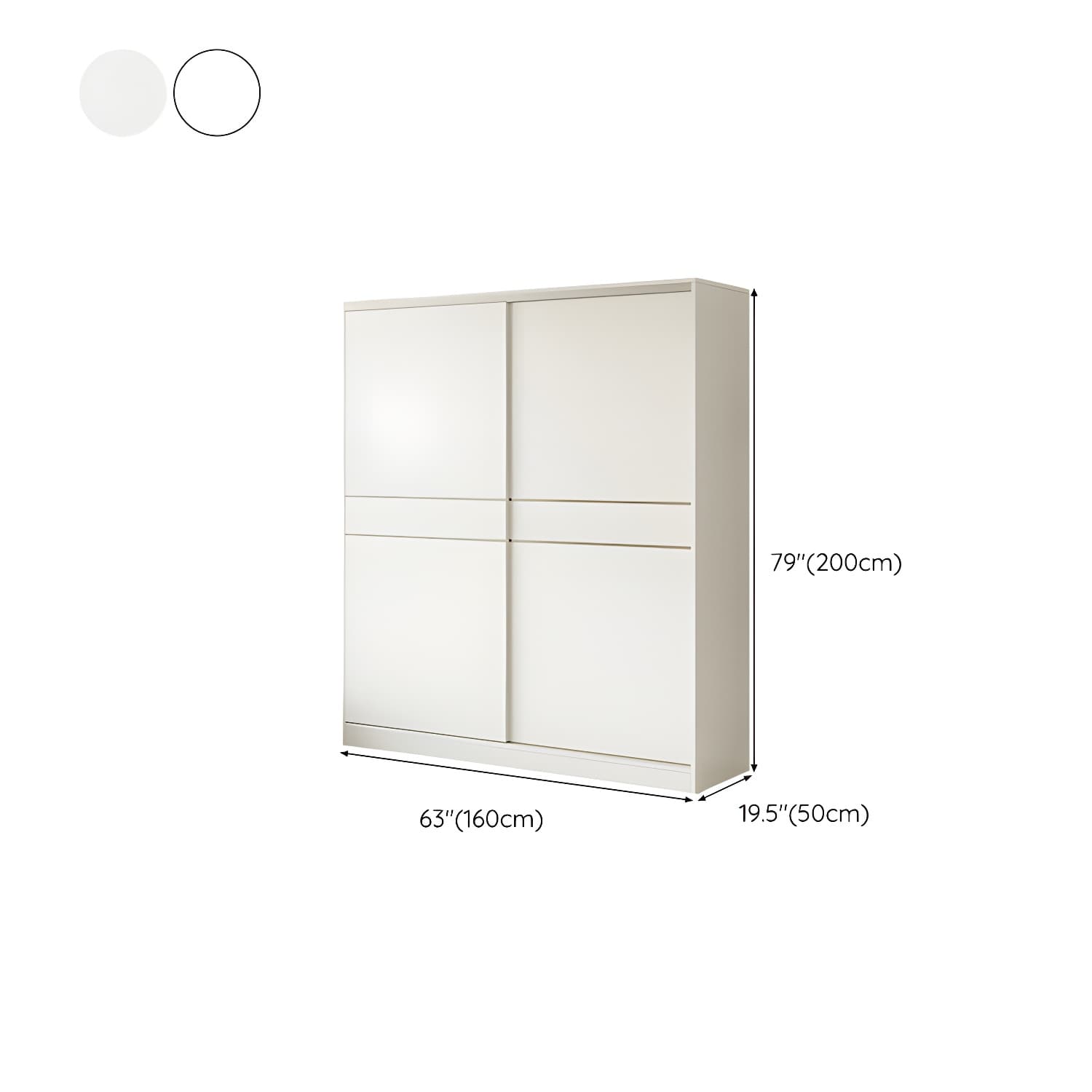 Fashionable Sliding Door Storage Wood Wardrobe with Metal Clothing Rod and Shelves in White Color thumbnail 15