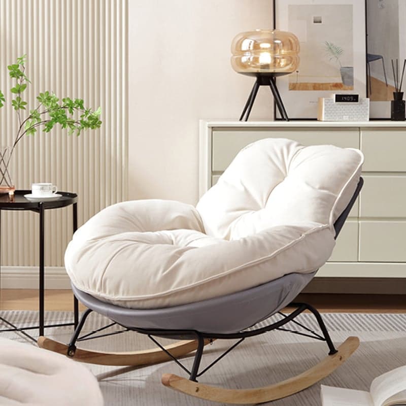 Chalk Simple 2 Piece Set Rocking Chair with Ottoman, Scratch-tolerant and Padded Upholstery thumbnail 6