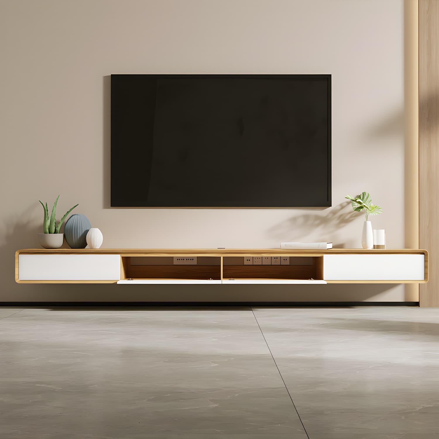 9"H Floating TV Console Modern TV Stand with Drawers for Living Room thumbnail 2