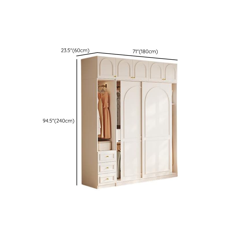 Casual White Wooden Wardrobe with 5 Drawers/4 Drawers/2 Drawers, Interior Shelves & Hanging Rod thumbnail 10