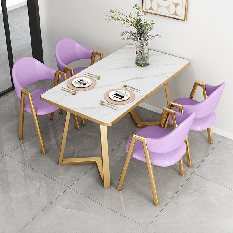 Glamorous Stone Top Sleigh Base Dining Table Set thumbnail 16