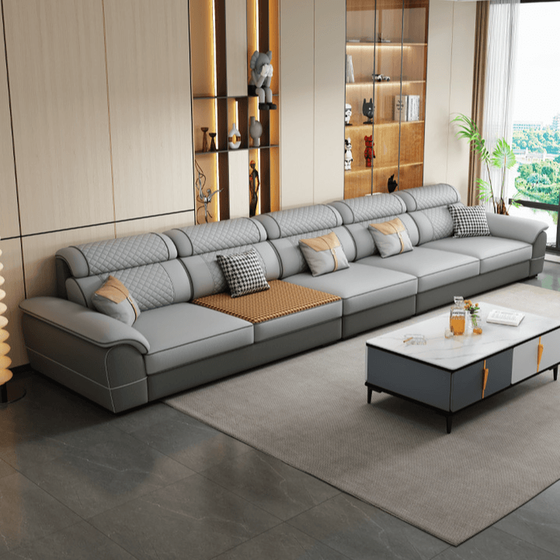 Modern Simple Style Straight/L-Shape Horizontal/Reversible Sofa Couch/Sofa Chaise in Grey with Water-resistant and Pillow Top Arm, 2-piece/3 Pc thumbnail 6