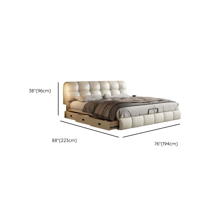 Beige Solid Color Storage Bed with 3 Storage Boxes, Pine Wood Frame, and Button-tufted Design for Living Room thumbnail 16