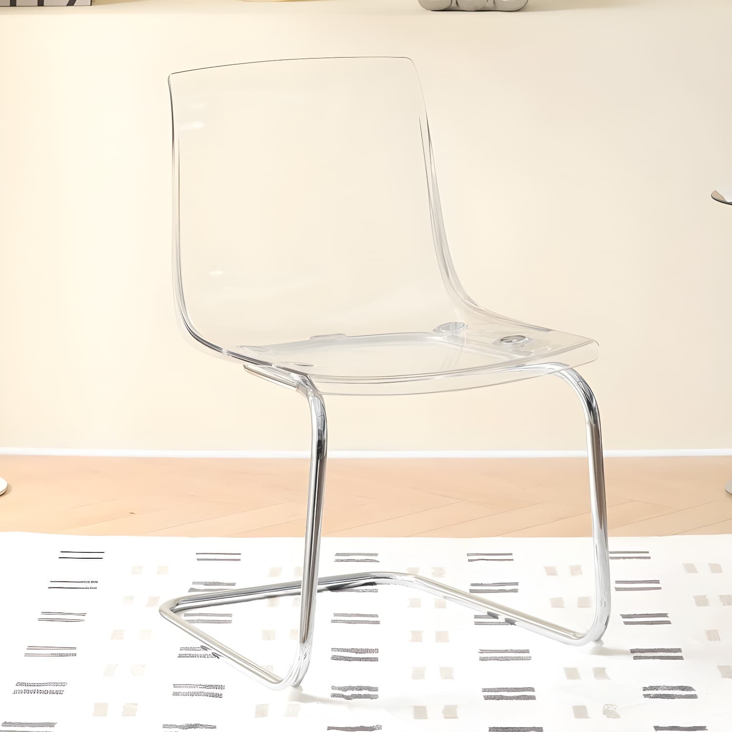 Modern Low-Back Side Chair in Plastic & Acrylic with Metal Legs - Silver thumbnail 3